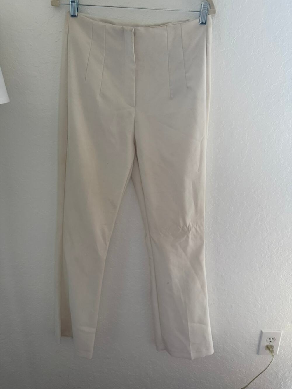 Zara Cream High-Waist Tailored Trousers Size L